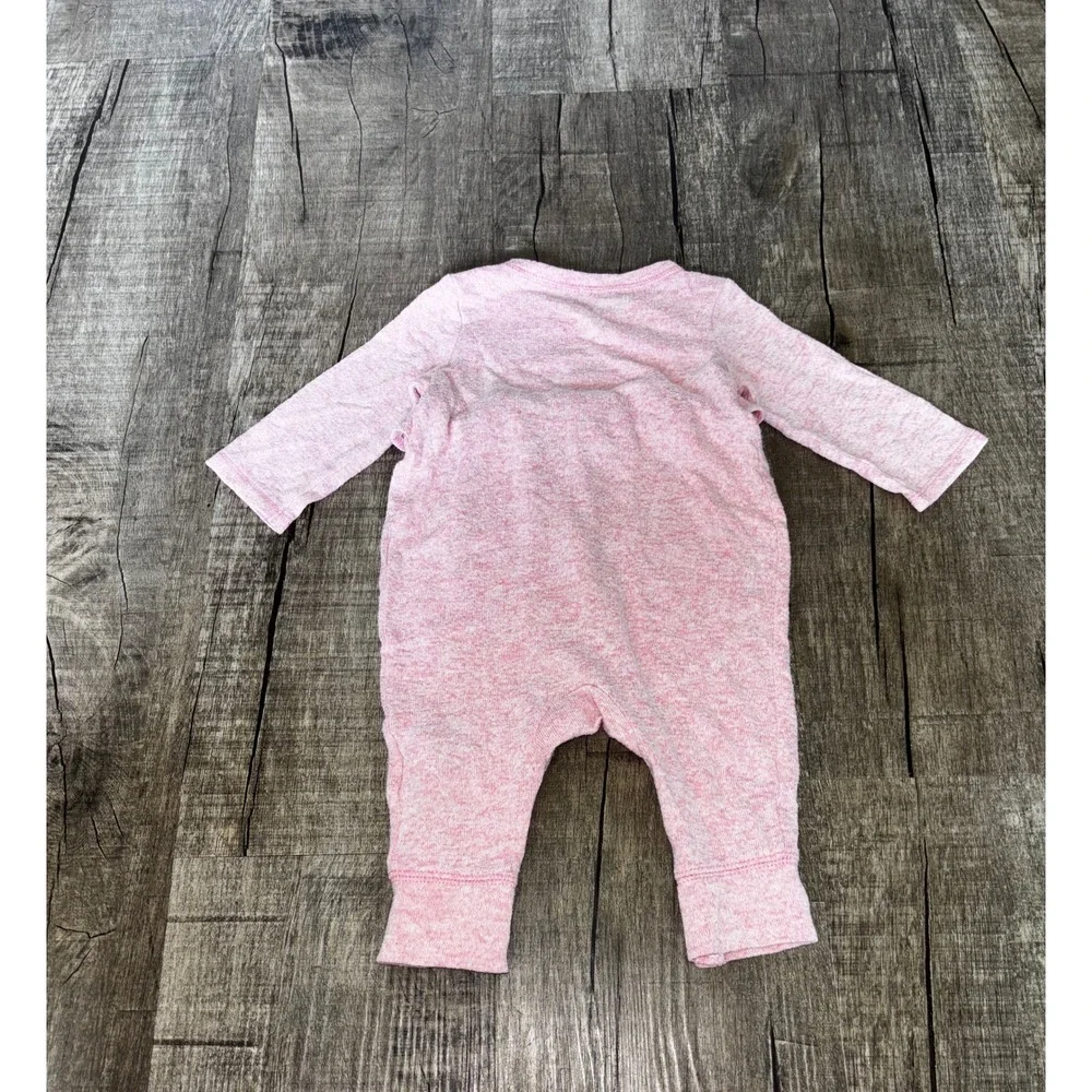 Cat & Jack Baby Girls Pink Heathered‎ Ruffle Long Sleeve Romper 0-3M
